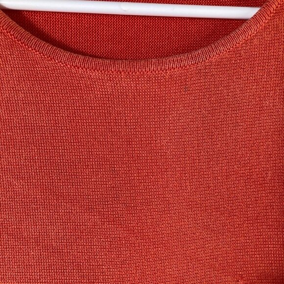Womens Eileen Fisher Silk Blend Sweater Crew Neck Orange M Tencel Silk - Picture 7 of 7